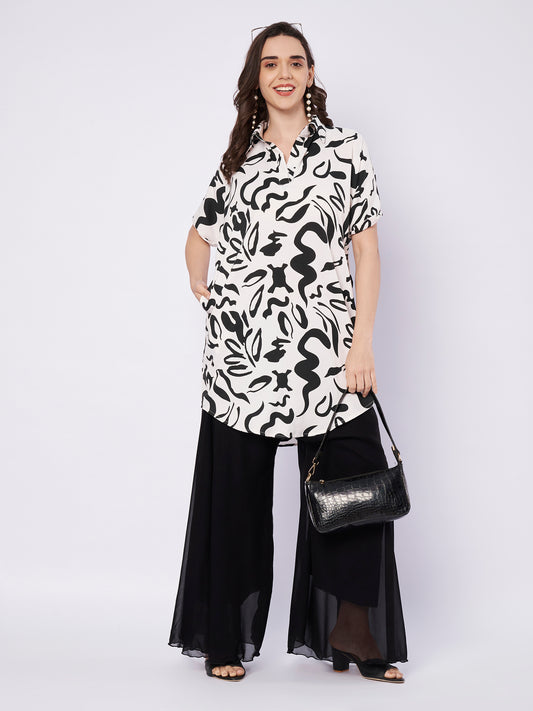 Kuberakshi Abstract Print Shirt Kurti with Palazzo Set