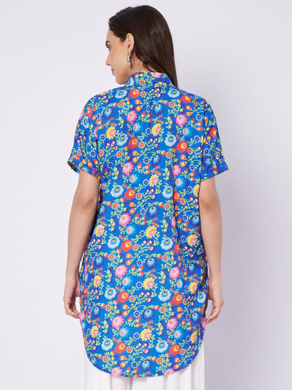 Kuberakshi Floral Print Shirt Kurti with White Palazzo Set