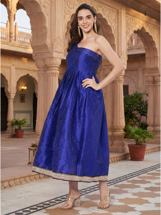 Kuberakshi One-Shoulder Festive Anarkali Midi Dress