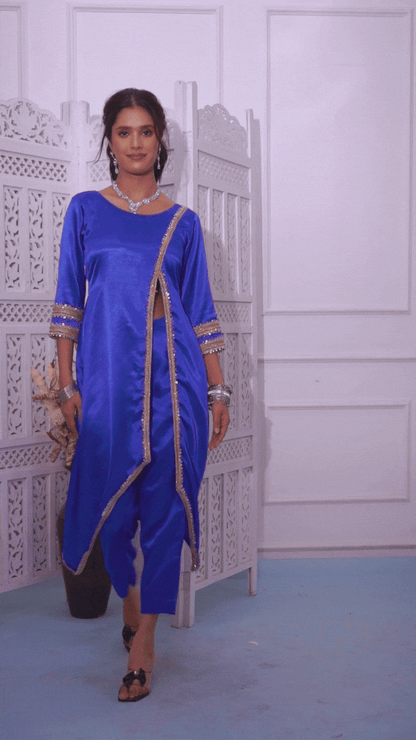 Heavy satin Long Kurti with Plazzo Pant
