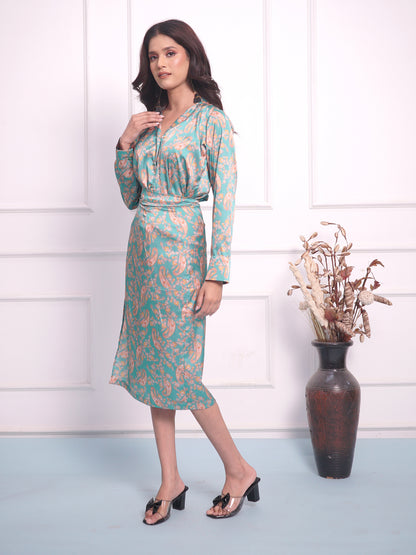 Printed Satin Wrap Skirt and Top