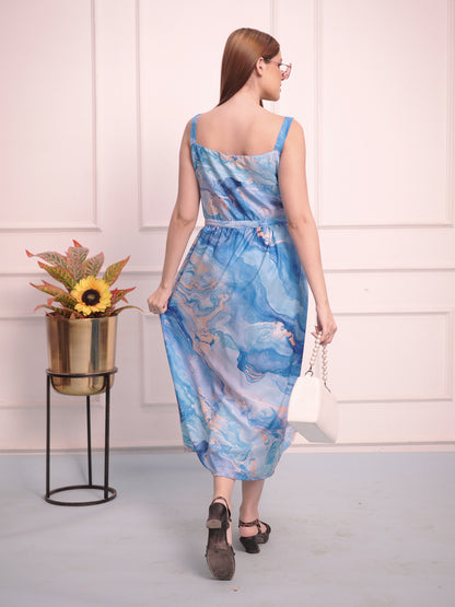 Ocean Breeze Marble Print Sleeveless Jumpsuit