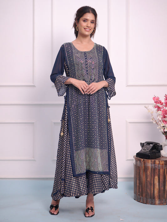 Double Layered  Dress with Seroski work