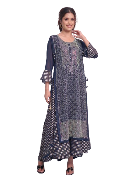 Double Layered  Dress with Seroski work