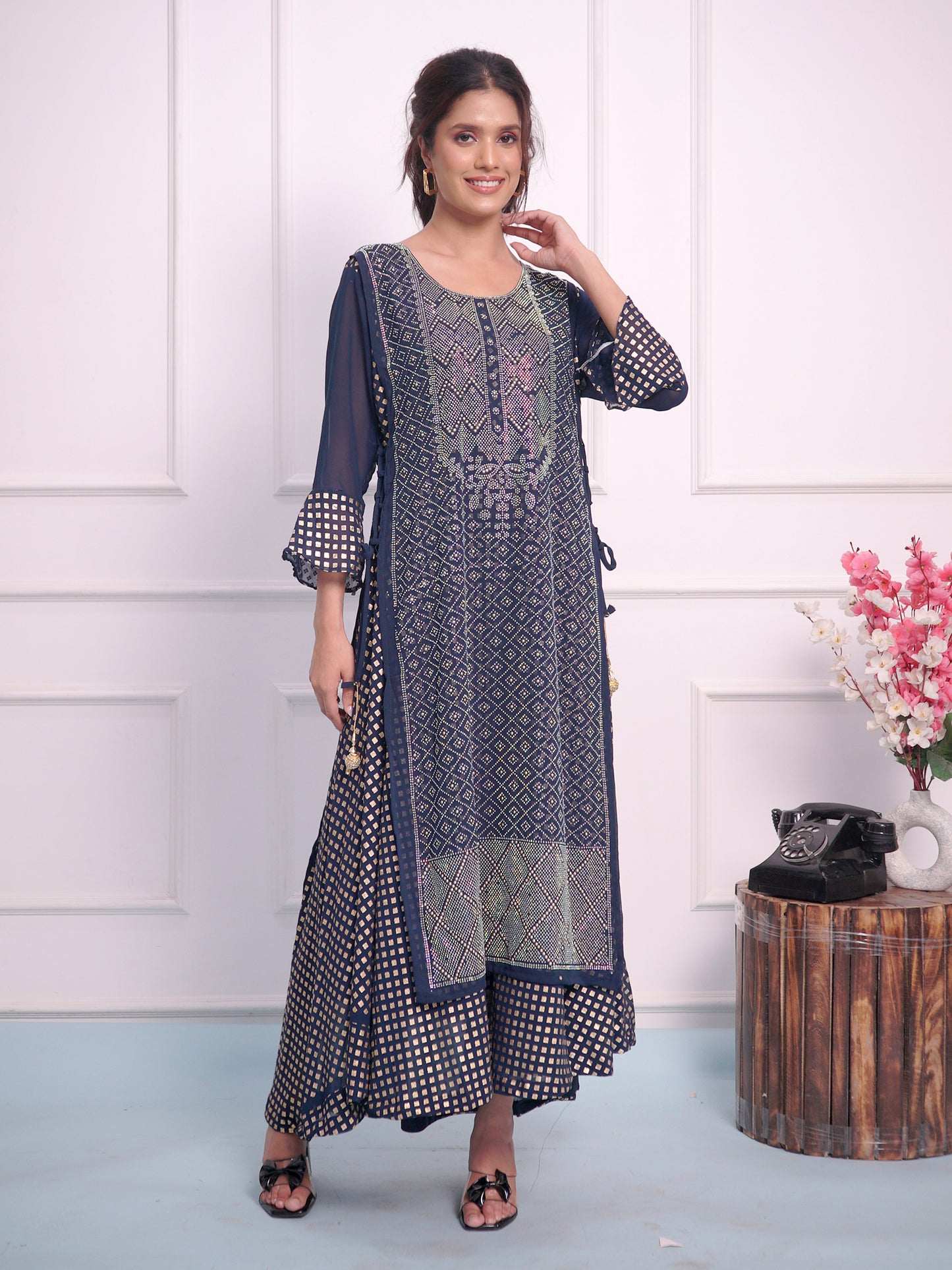 Double Layered  Dress with Seroski work