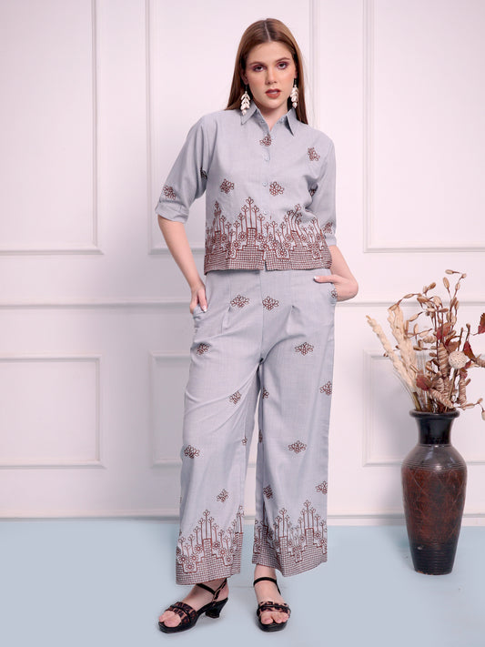Stylish Cord Set with Embroidery