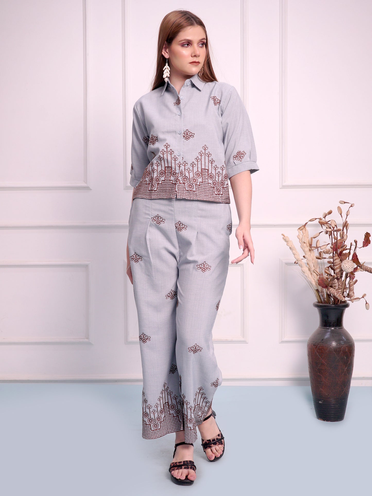Stylish Cord Set with Embroidery