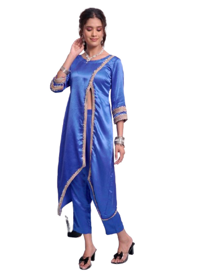 Heavy satin Long Kurti with Plazzo Pant