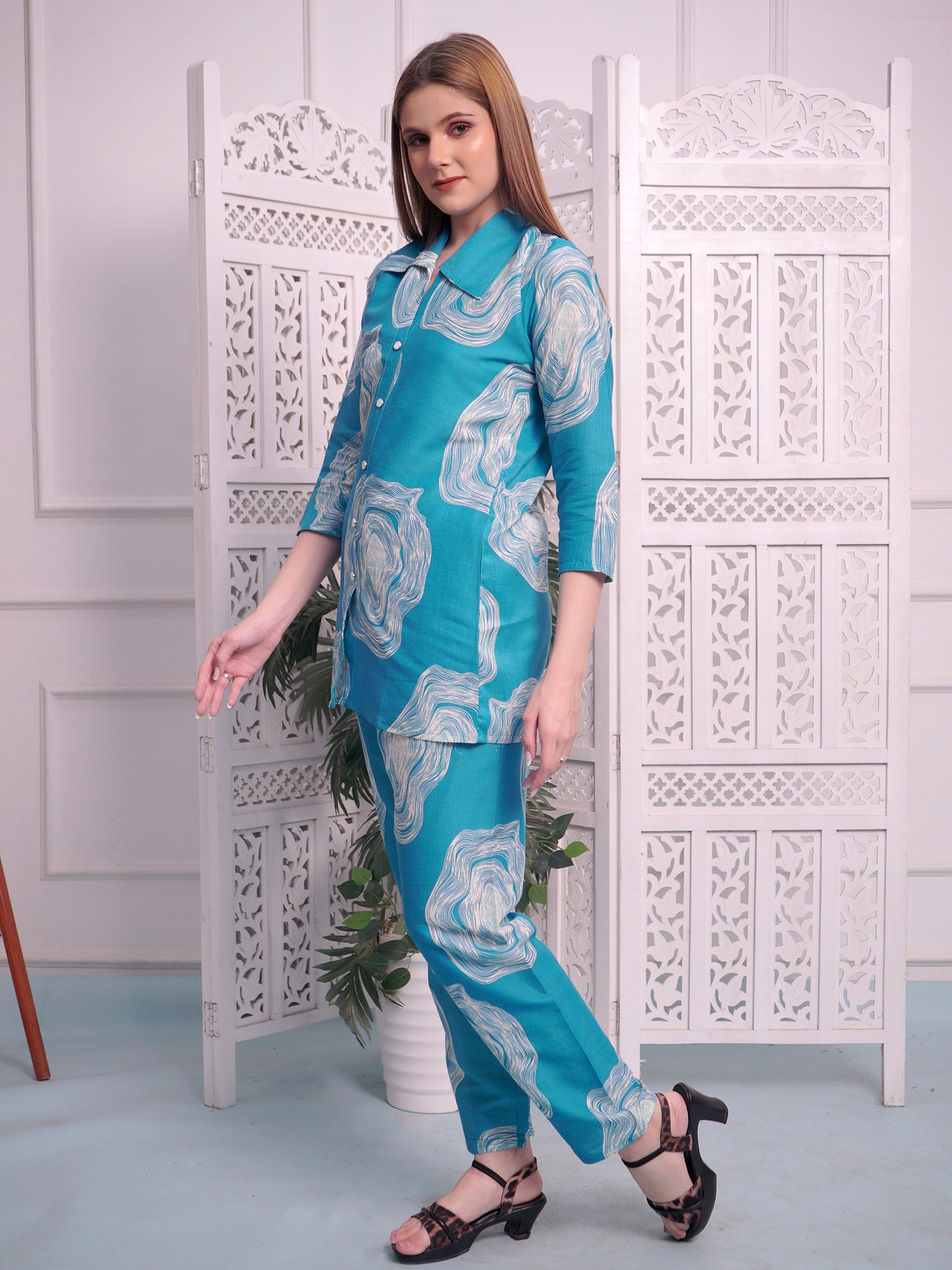 Pure Cotton Marble Print Cord Set