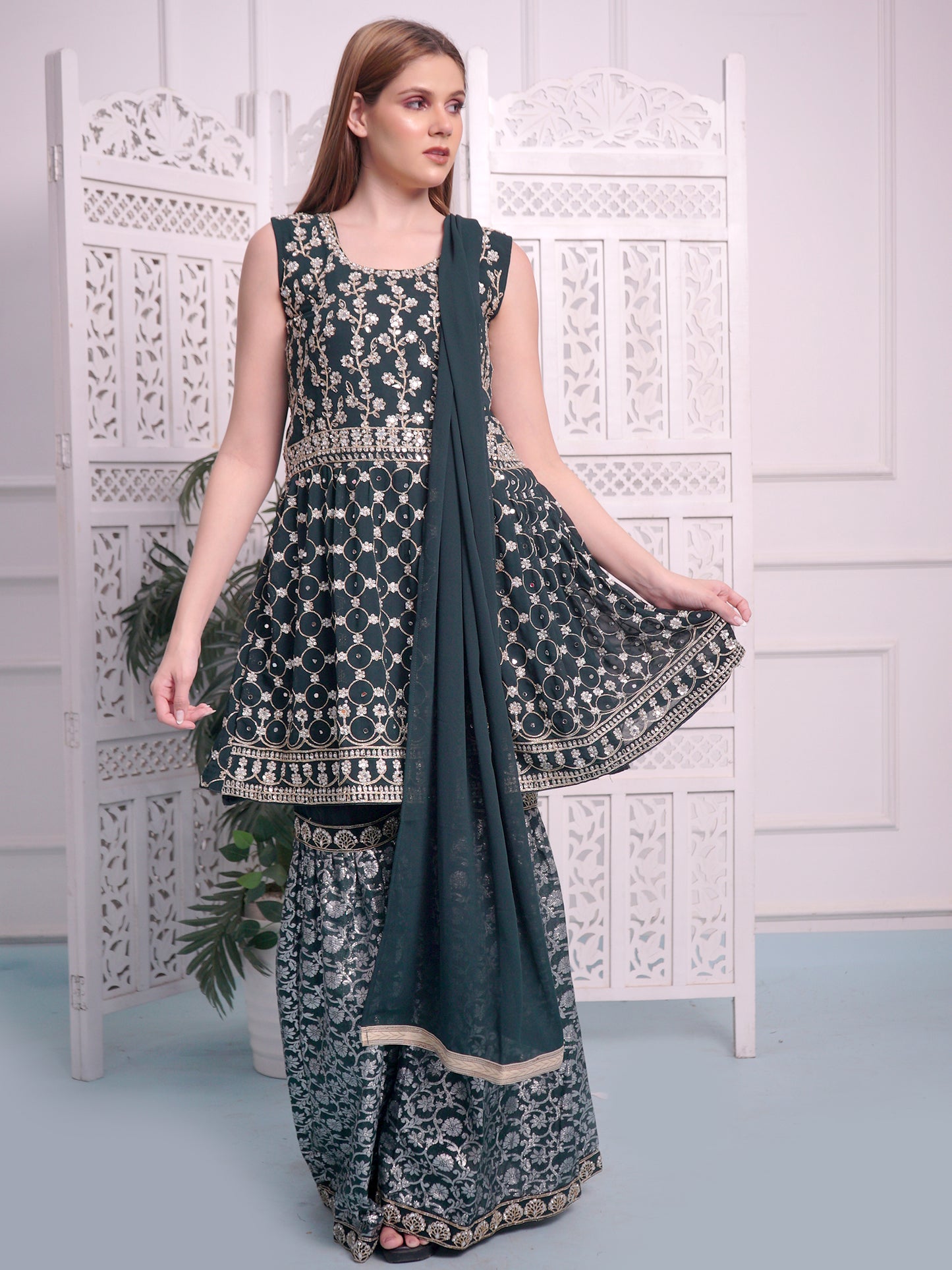 Green Garara Suit set  for women | Ladies |Girls