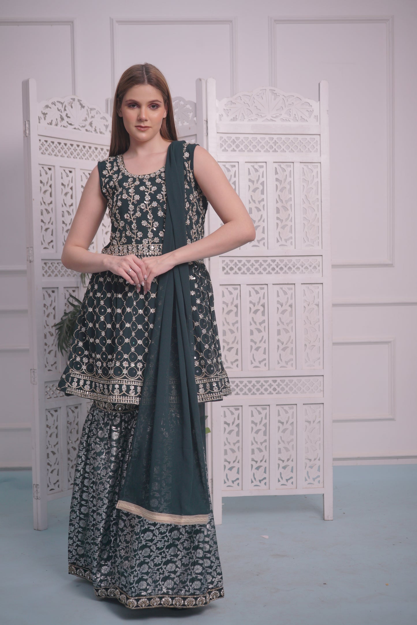 Green Garara Suit set  for women | Ladies |Girls