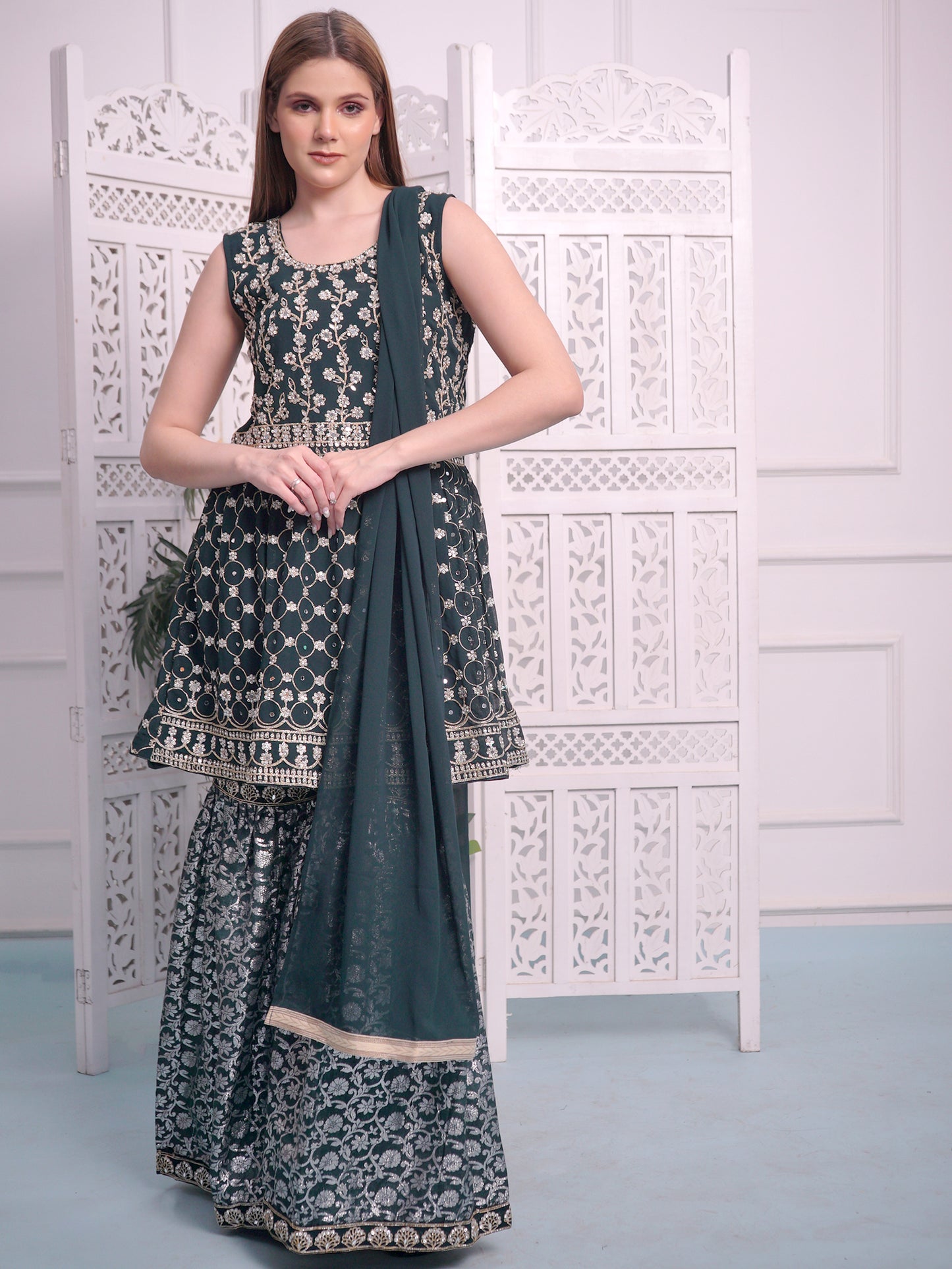 Green Garara Suit set  for women | Ladies |Girls
