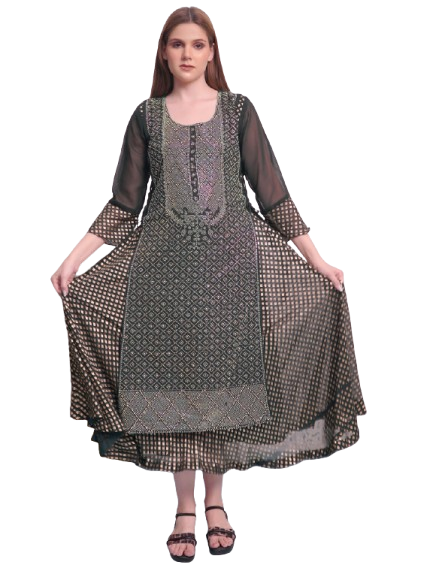 Elegant Double Layered Georgette Gown