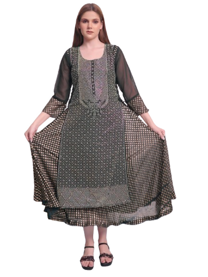 Elegant Double Layered Georgette Gown