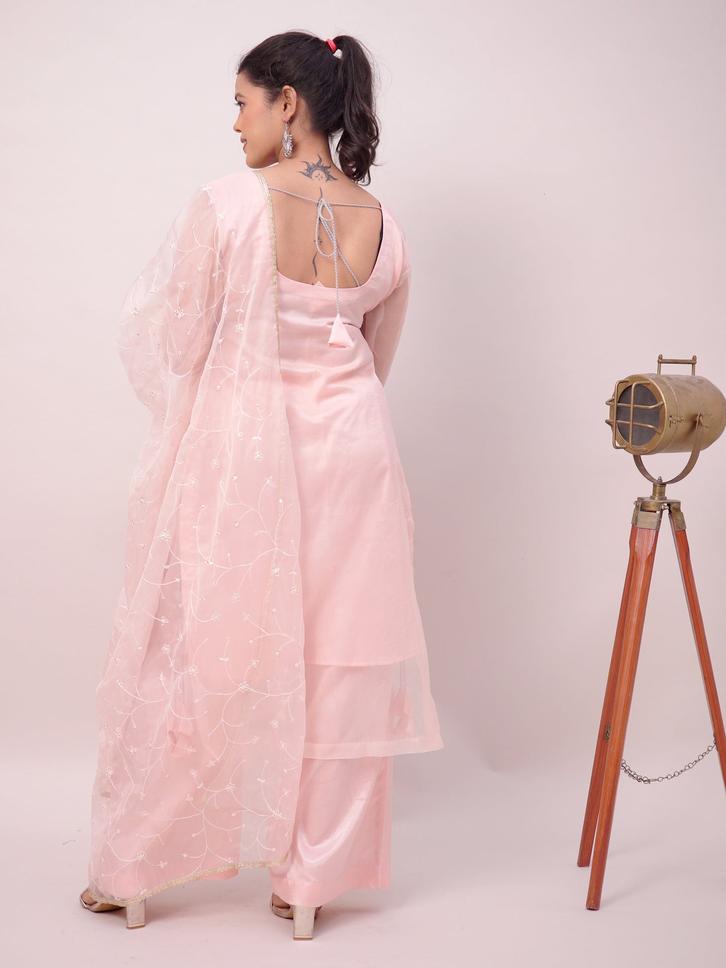 Baby Pink Kurta Palazzo  Dupatta Set for women | Girls