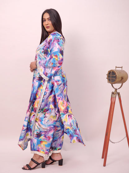 Multicolor Abstract Print Kaftan Dress