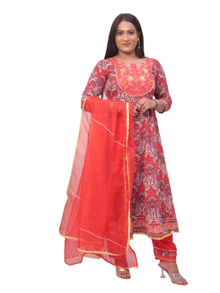 Elegant Red Anarkali cotton suit for Women|| Girls|| Ladies