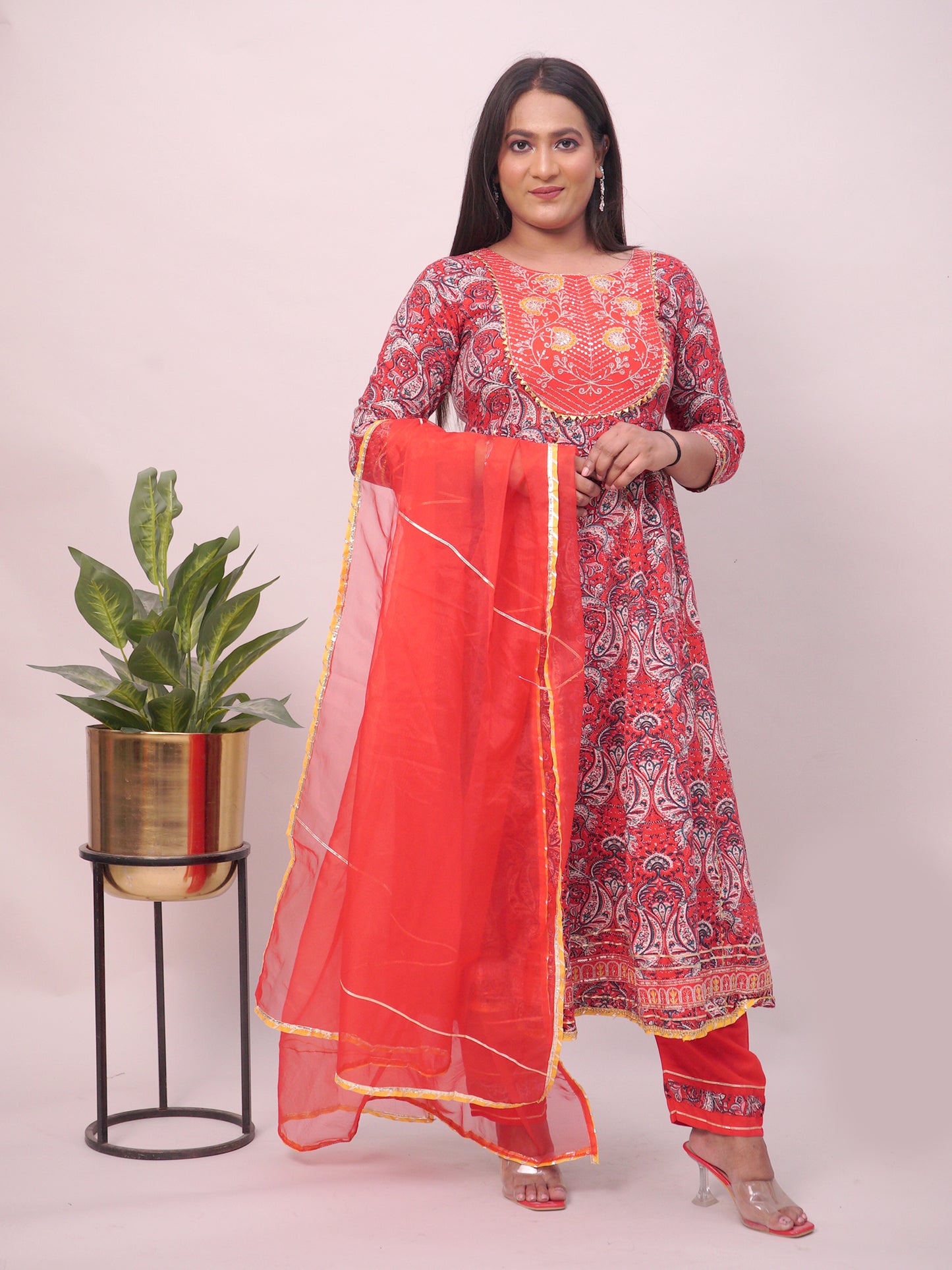 Elegant Red Anarkali cotton suit for Women|| Girls|| Ladies