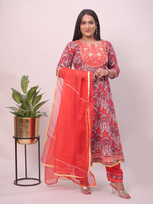 Elegant Red Anarkali cotton suit for Women|| Girls|| Ladies