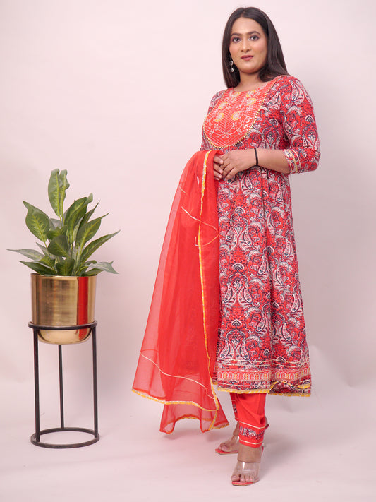 Elegant Red Anarkali cotton suit for Women|| Girls|| Ladies