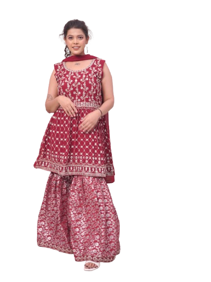 Red Garara Suit set  for women |Ladies |Girls