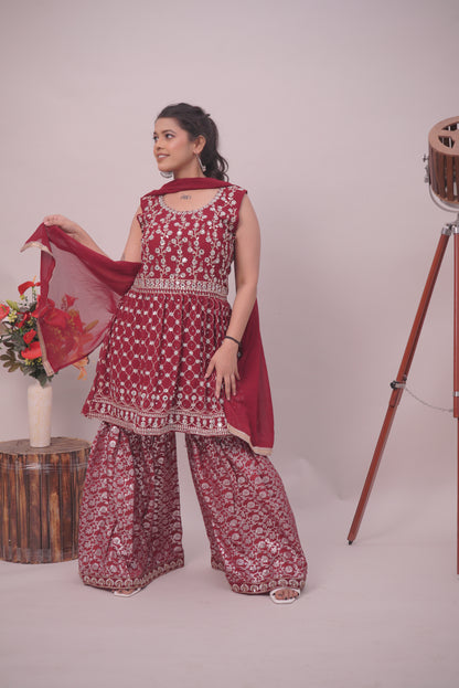 Red Garara Suit set  for women |Ladies |Girls