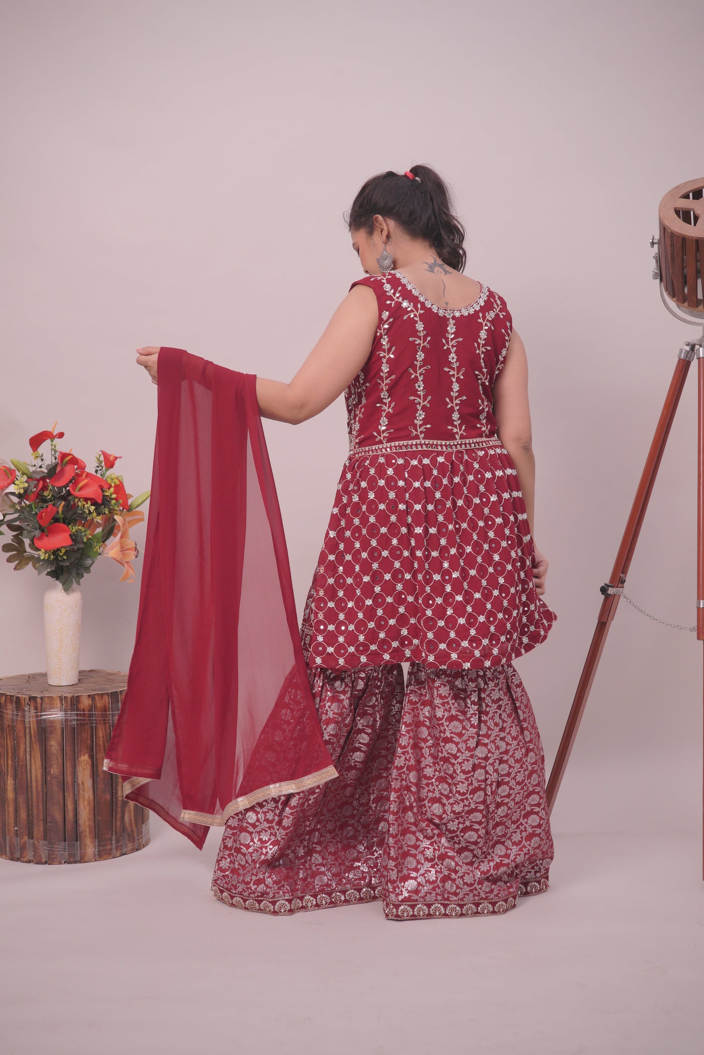 Red Garara Suit set  for women |Ladies |Girls