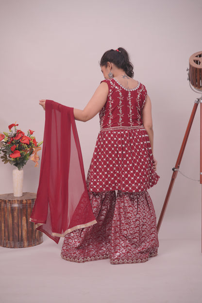 Red Garara Suit set  for women |Ladies |Girls