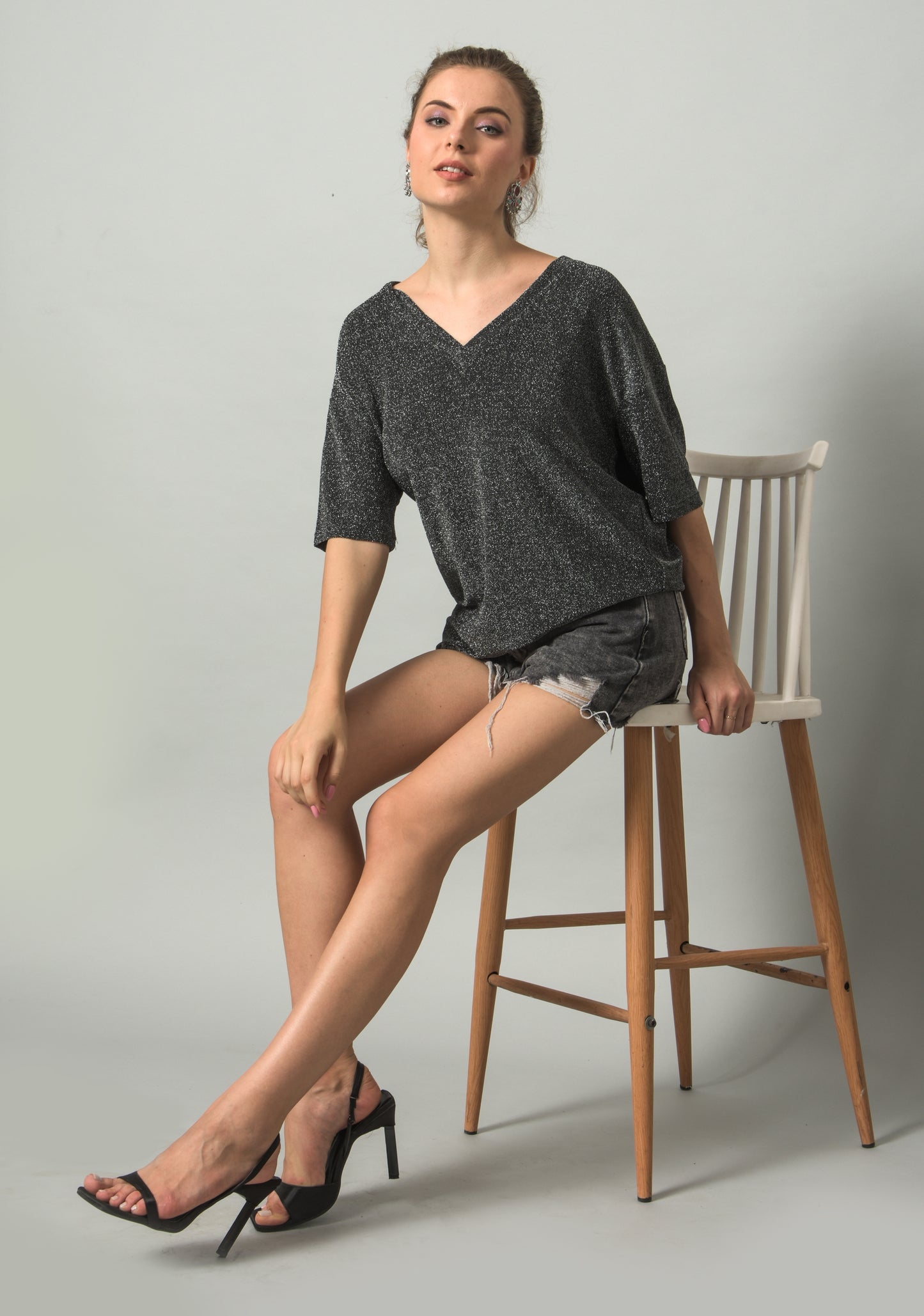 Black Party Pleated Top for Girls ,Women