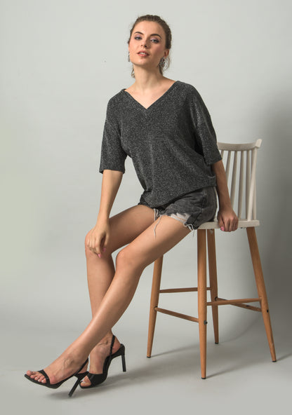 Black Party Pleated Top for Girls ,Women