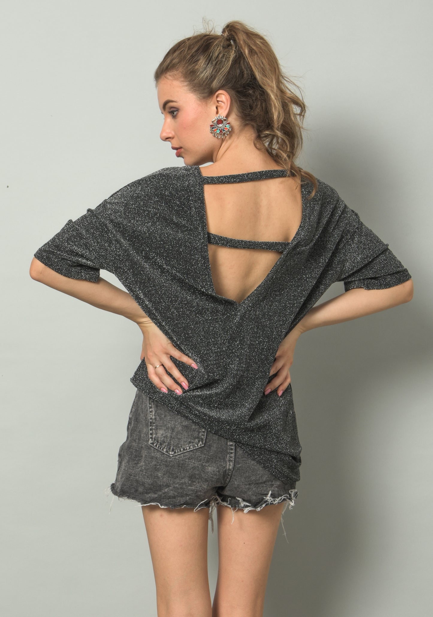 Black Party Pleated Top for Girls ,Women