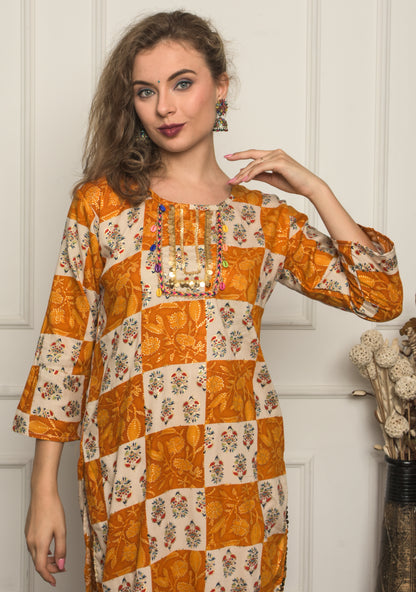 Women  orange Afghani  Salwar Suit Set