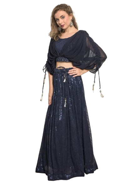 Designer dress  with blue sequence work