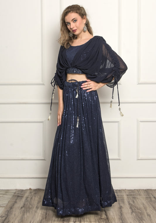 Designer dress  with blue sequence work