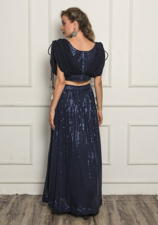 Designer dress  with blue sequence work