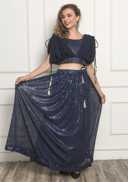 Designer dress  with blue sequence work