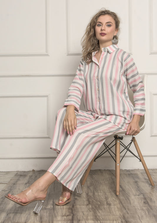 Comfy Stripped printed style Cord Set for Women