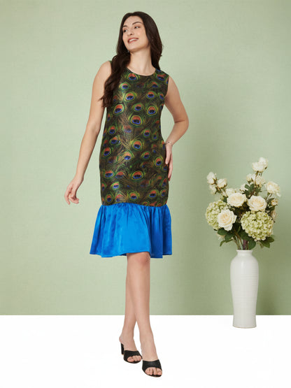 Kuberakshi-Peacock print  long dress