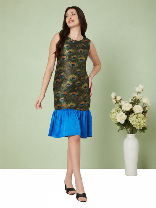 Kuberakshi-Peacock print  long dress