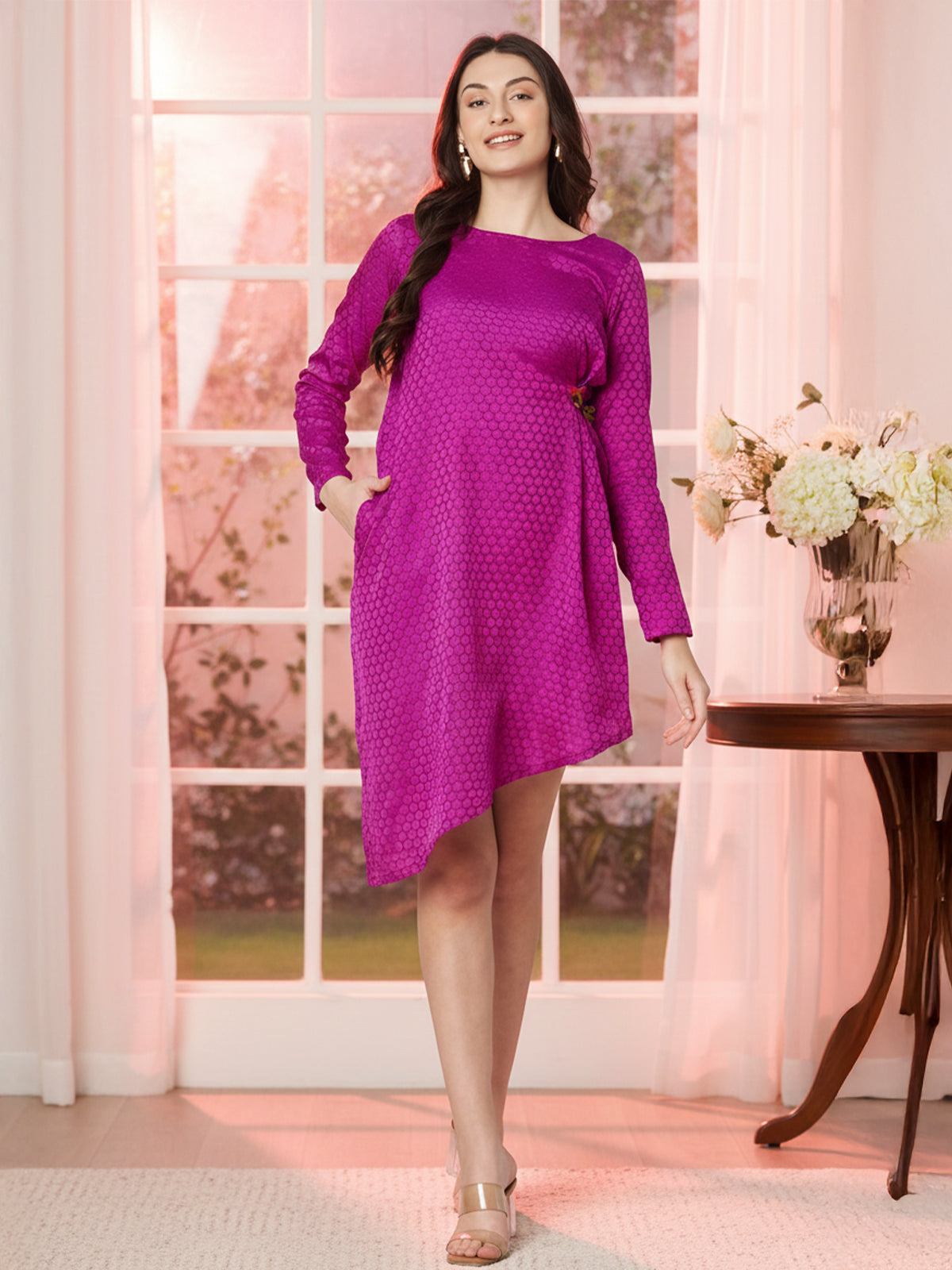 Kuberakshi-Magenta pink one piece dress