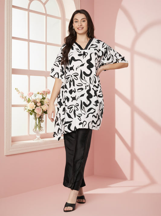 Black and White Kaftan Cord set