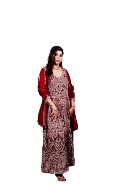 Kuberakshii  Maroon Heavy mirror Work Anarkali Gown with Palazzo for Women| Girls |Ladies
