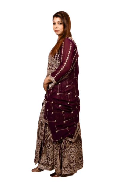 Wine colour Heavy Anarkali Gown with Palazzo for Women| Girls | Ladies