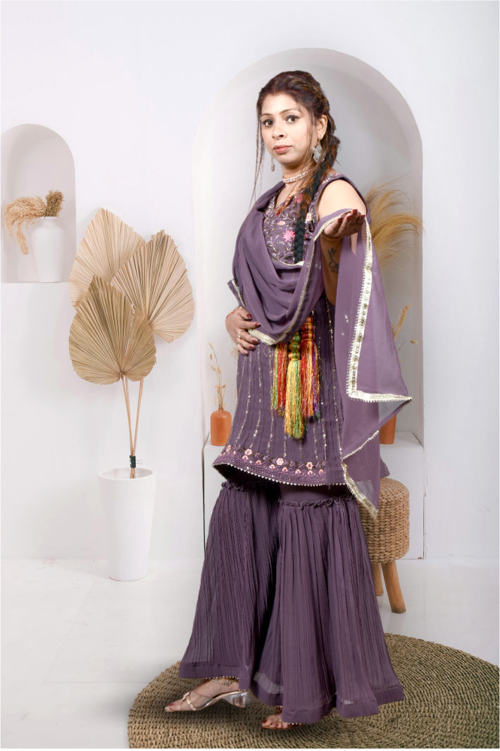 Pastel purple Colour Garara Set  suit for Women |Girls |Ladies|