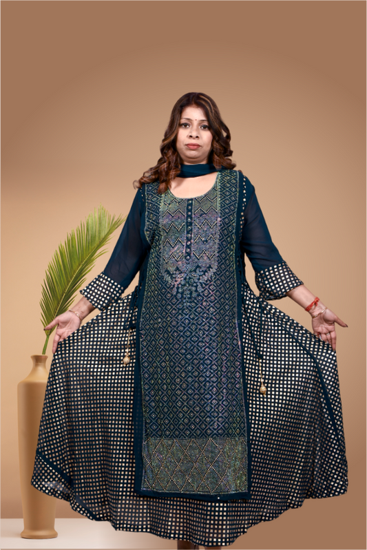 Kuberakshii Swarovski Work Long Dress \Women |Girls | Ladies
