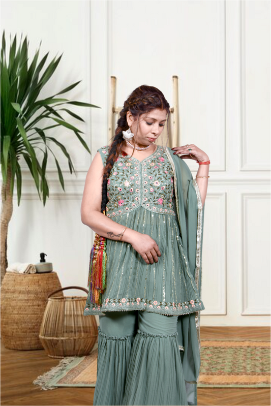 Pastel green Colour  Garara Set  suit for Women |Girls| Ladies