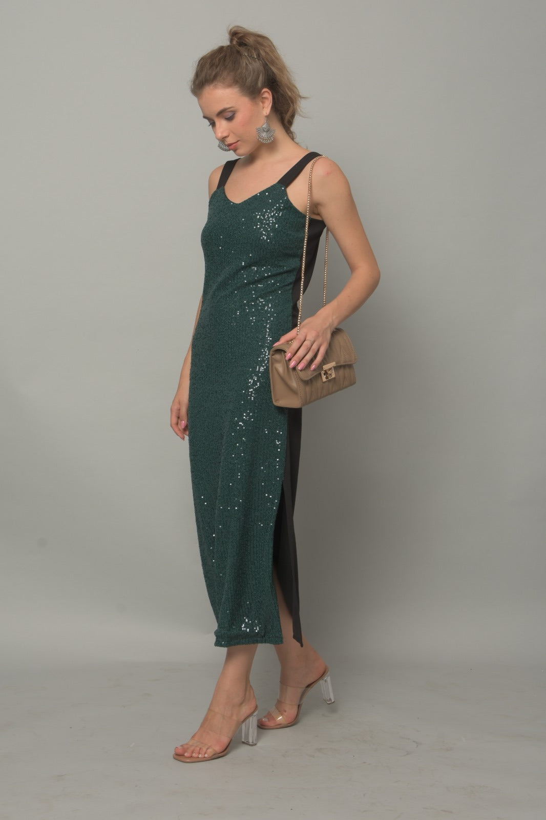 Women Bodycon Sequined  Dress_ Stripy _Party Wear| Girls | Ladies