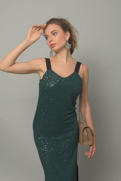 Women Bodycon Sequined  Dress_ Stripy _Party Wear| Girls | Ladies