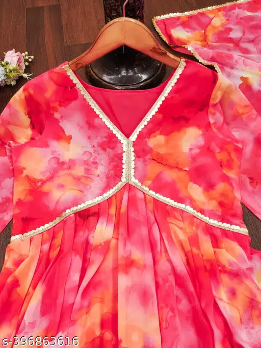 Hot Pink Anarkali Kurti with Dupatta  for Women| Girls |Ladies|