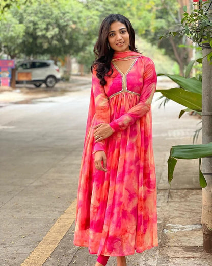 Hot Pink Anarkali Kurti with Dupatta  for Women| Girls |Ladies|